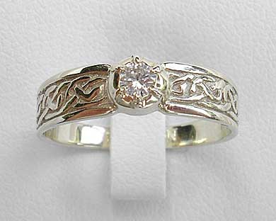 White gold Celtic engagement ring
